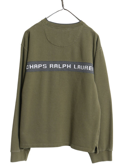 80s チャップス ラルフローレン ロゴ スウェット メンズ L 程 ヴィンテージ ポロ 両面 長袖 Tシャツ ボックス カットソー ツートン 薄手　