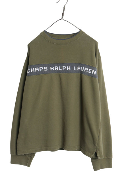 80s チャップス ラルフローレン ロゴ スウェット メンズ L 程 ヴィンテージ ポロ 両面 長袖 Tシャツ ボックス カットソー ツートン 薄手　