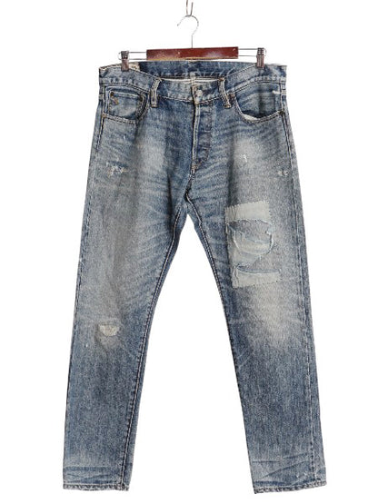 ポロ ラルフローレン デニム パンツ メンズ 33 30 / リペア クラッシュ ヴィンテージ 加工 ジーンズ ジーパン スリム ストレート ヒゲ 赤耳