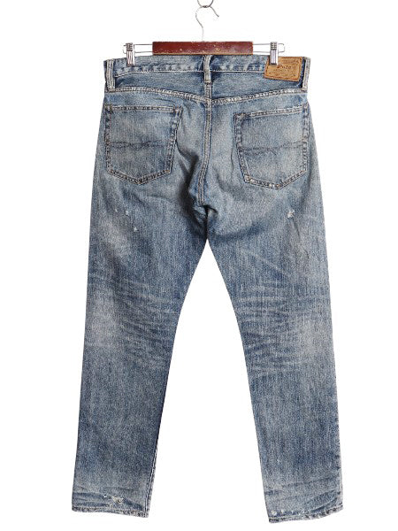 ポロ ラルフローレン デニム パンツ メンズ 33 30 / リペア クラッシュ ヴィンテージ 加工 ジーンズ ジーパン スリム ストレート ヒゲ 赤耳