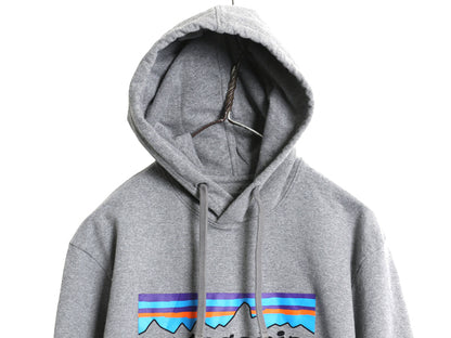 パタゴニア プリント スウェット フード パーカー メンズ М / 18年製 トレーナー ストレッチ プルオーバー ヘビーウェイト 裏起毛 グレー