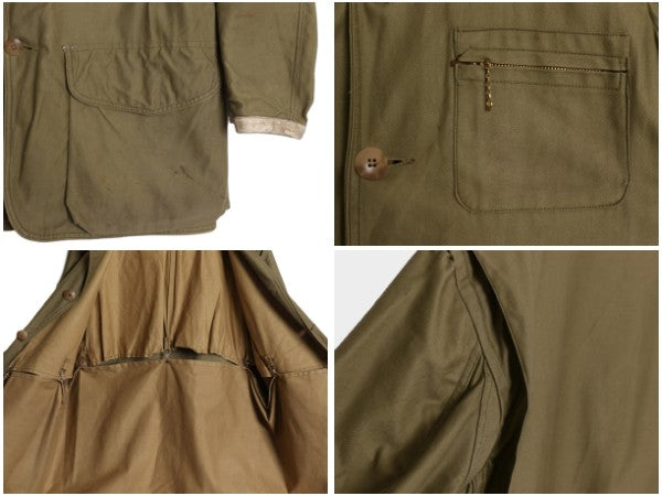70s ★ American Field ハンティング ジャケット メンズ M 古着 ヴィンテージ アウトドア コットン ダック 襟コーデュロイ カーキ オリーブ