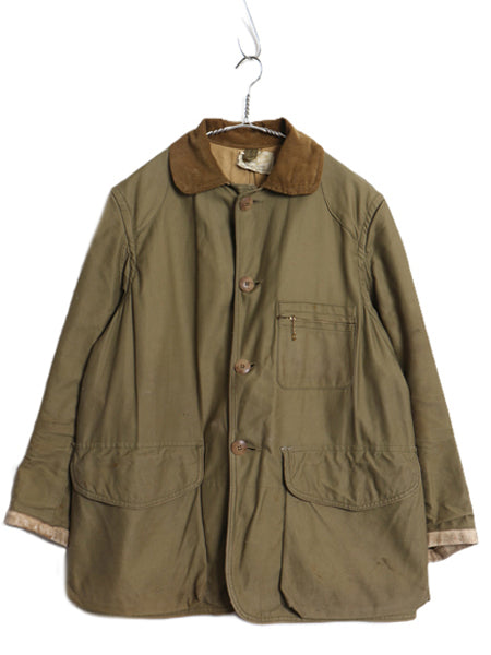 70s ★ American Field ハンティング ジャケット メンズ M 古着 ヴィンテージ アウトドア コットン ダック 襟コーデュロイ カーキ オリーブ