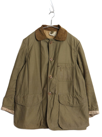 70s ★ American Field ハンティング ジャケット メンズ M 古着 ヴィンテージ アウトドア コットン ダック 襟コーデュロイ カーキ オリーブ