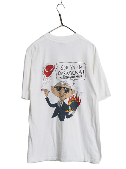90s USA製 ★ ビーバス&バットヘッド カレッジ パロディ プリント Tシャツ メンズ XL / 古着 当時物 キャラクター アニメ フットボール 白