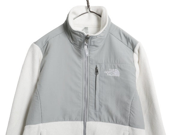 ノースフェイス デナリ ジャケット レディース S アウトドア フリース ナイロン フルジップ ブルゾン ハイネック アウター ツートン 白 灰