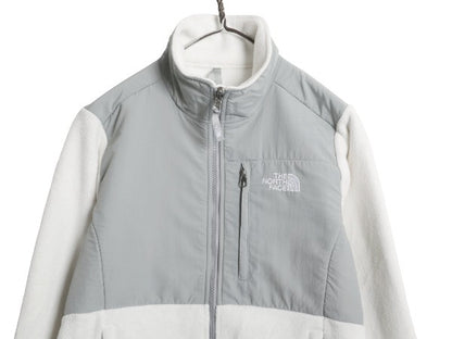 ノースフェイス デナリ ジャケット レディース S アウトドア フリース ナイロン フルジップ ブルゾン ハイネック アウター ツートン 白 灰