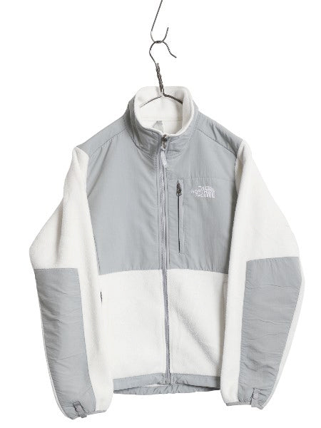 ノースフェイス デナリ ジャケット レディース S アウトドア フリース ナイロン フルジップ ブルゾン ハイネック アウター ツートン 白 灰