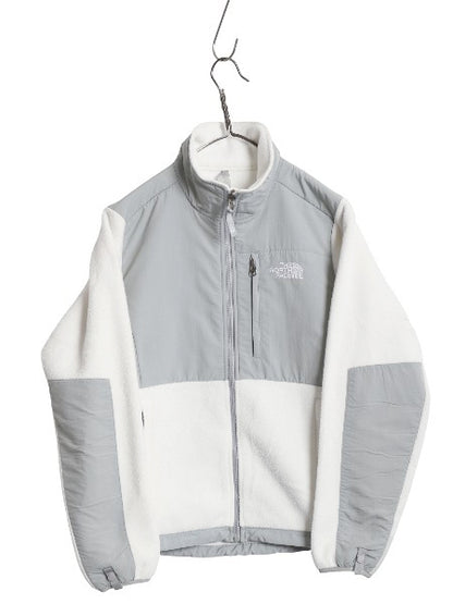 ノースフェイス デナリ ジャケット レディース S アウトドア フリース ナイロン フルジップ ブルゾン ハイネック アウター ツートン 白 灰