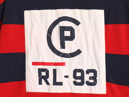 CP RL-93 ポロ ラルフローレン ボーダー 鹿の子 半袖 ポロシャツ メンズ M 復刻 半袖シャツ ラガーシャツ タイプ ラグビー ツートン 赤 紺