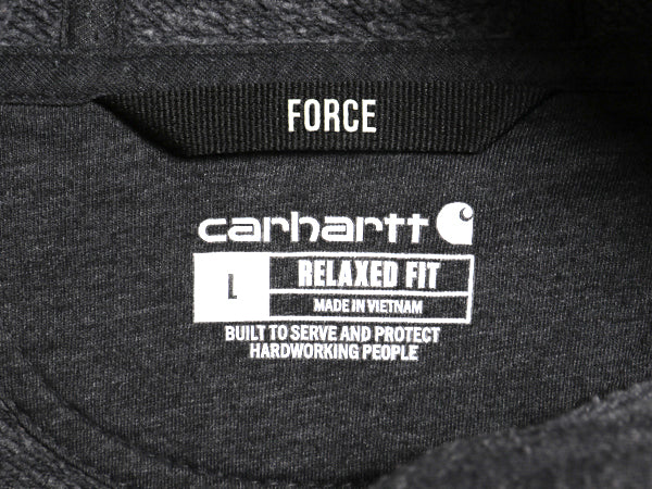 US企画 カーハート フォース プリント スウェット パーカー メンズ L 古着 ワーク トレーナー 裏起毛 プルオーバー ミドルウェイト グレー
