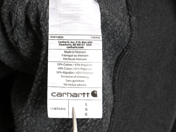 US企画 カーハート フォース プリント スウェット パーカー メンズ L 古着 ワーク トレーナー 裏起毛 プルオーバー ミドルウェイト グレー