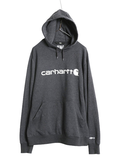 US企画 カーハート フォース プリント スウェット パーカー メンズ L 古着 ワーク トレーナー 裏起毛 プルオーバー ミドルウェイト グレー