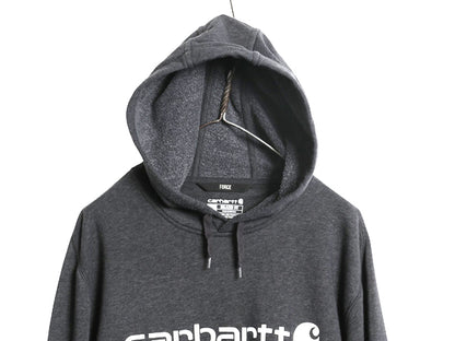 US企画 カーハート フォース プリント スウェット パーカー メンズ L 古着 ワーク トレーナー 裏起毛 プルオーバー ミドルウェイト グレー