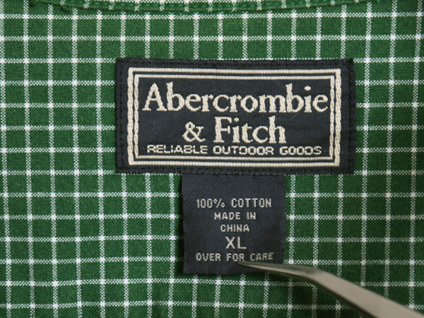 90s 00s Abercrombie&Fitch チェック 長袖 ボタンダウン シャツ メンズ XL コットン オックスフォード ポケット付き ツートン 大きいサイズ