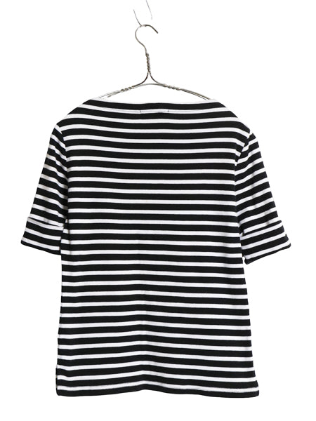 00s ローレン ラルフローレン ボートネック ボーダー 5分袖 Tシャツ レディース M ポロ オールド ストレッチ コットン カットソー ツートン