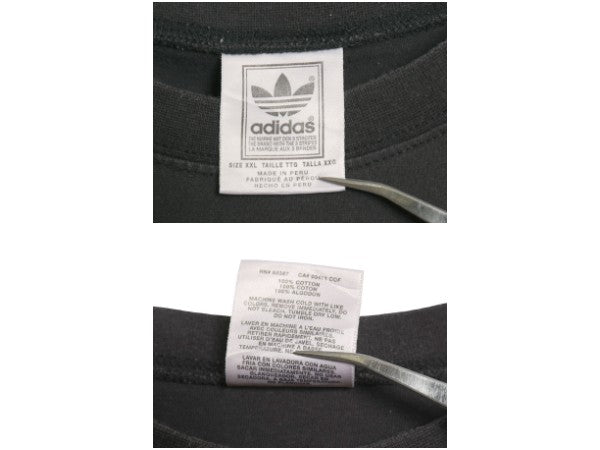 アディダス プリント 半袖 Tシャツ メンズ XXL / 古着 ヘビーウェイト コットン カットソー 大きいサイズ シンプル ブラック トレフォイル