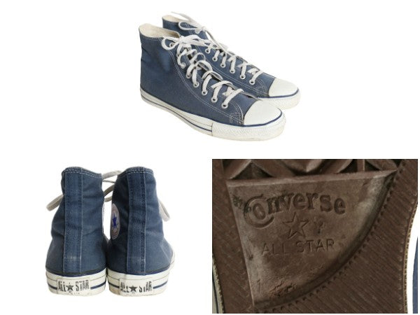 90s USA製 ★ コンバース オールスター ハイカット US 10 28.5cm / オールド アメリカ製 米国製 Converse デカ履き スニーカー ネイビー 靴