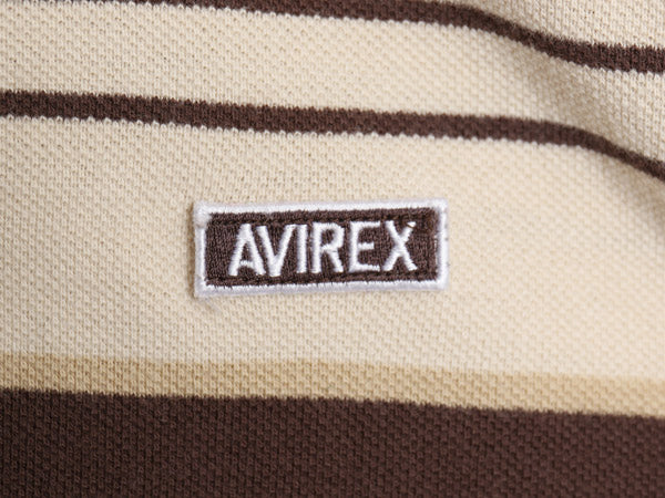 アヴィレックス ボーダー 鹿の子 半袖 ポロシャツ メンズ XL / 半袖シャツ ワンポイント コットン カットソー 大きいサイズ マルチカラー