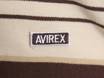 アヴィレックス ボーダー 鹿の子 半袖 ポロシャツ メンズ XL / 半袖シャツ ワンポイント コットン カットソー 大きいサイズ マルチカラー