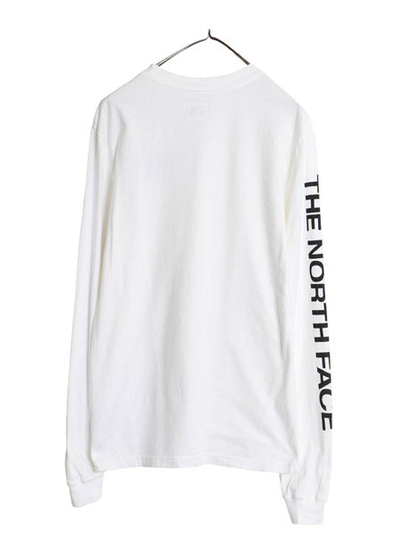 ノースフェイス プリント 長袖 Tシャツ メンズ S / アウトドア ロンT ロングスリーブ カットソー 袖プリント ワンポイント シンプル 白 黒 
