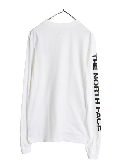 ノースフェイス プリント 長袖 Tシャツ メンズ S / アウトドア ロンT ロングスリーブ カットソー 袖プリント ワンポイント シンプル 白 黒 
