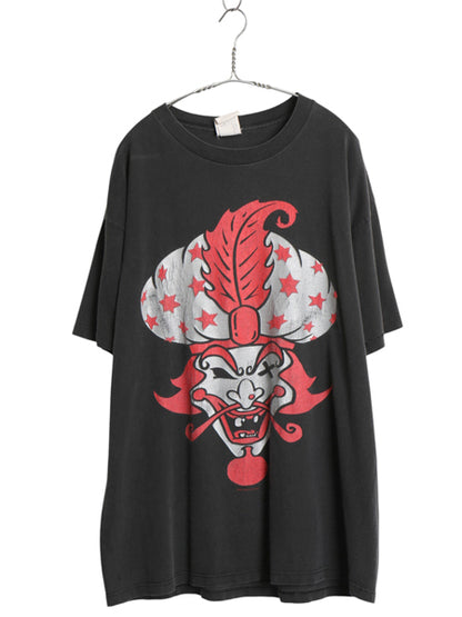 90s USA製 ★ インセインクラウンポッシー ピエロ プリント Tシャツ メンズ XL / 古着 オールド 当時物 ヒップホップ ラップ WILD OATS 黒