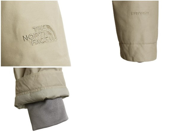 ノースフェイス ダウン パーカー ジャケット レディース M / DRYVENT ロング コート フェイク ファー付き アウトドア フルジップ ベージュ