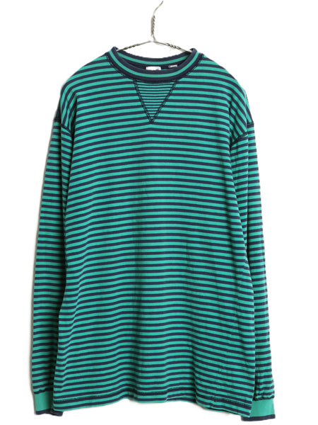 90s オールド ギャップ ボーダー 長袖 Tシャツ メンズ L 程/ 旧タグ ロンT 前V カットソー ロングスリーブ ゆったり ツートン カットソー