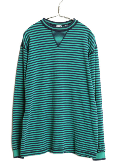 90s オールド ギャップ ボーダー 長袖 Tシャツ メンズ L 程/ 旧タグ ロンT 前V カットソー ロングスリーブ ゆったり ツートン カットソー