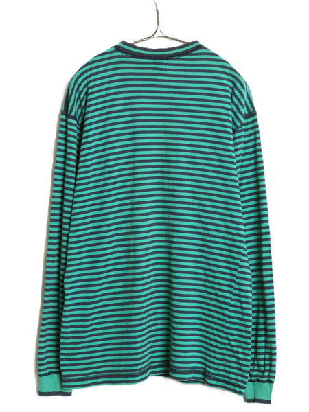 90s オールド ギャップ ボーダー 長袖 Tシャツ メンズ L 程/ 旧タグ ロンT 前V カットソー ロングスリーブ ゆったり ツートン カットソー