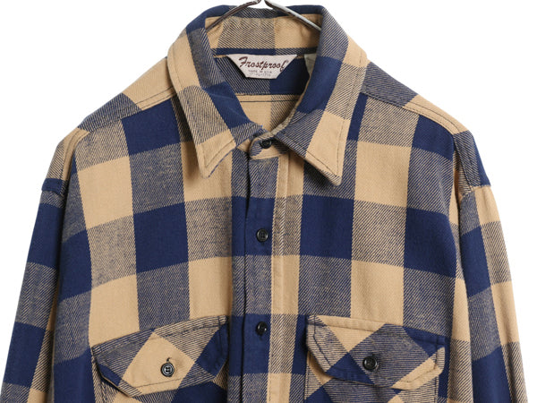 80s USA製 FROSTPROOF ブロック チェック ヘビー フランネル シャツ メンズ XL ヴィンテージ 長袖シャツ ネルシャツ ツートン 大きいサイズ