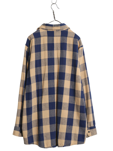 80s USA製 FROSTPROOF ブロック チェック ヘビー フランネル シャツ メンズ XL ヴィンテージ 長袖シャツ ネルシャツ ツートン 大きいサイズ