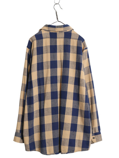 80s USA製 FROSTPROOF ブロック チェック ヘビー フランネル シャツ メンズ XL ヴィンテージ 長袖シャツ ネルシャツ ツートン 大きいサイズ