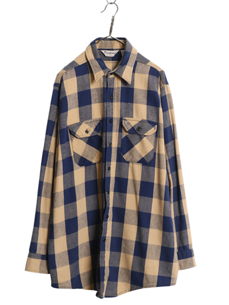 80s USA製 FROSTPROOF ブロック チェック ヘビー フランネル シャツ メンズ XL ヴィンテージ 長袖シャツ ネルシャツ ツートン 大きいサイズ