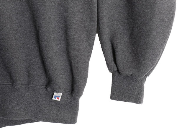 90s USA製 ラッセル 無地 スウェット メンズ レディース XL オールド ワンポイント 前V スエット トレーナー クルーネック 灰 大きいサイズ
