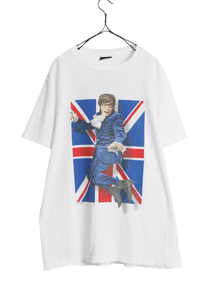 90s USA製 ★ オースティンパワーズ イラスト プリント Ｔシャツ メンズ L / オールド オフィシャル 当時物 ムービー 映画 キャラクター 白