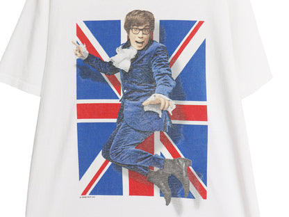 90s USA製 ★ オースティンパワーズ イラスト プリント Ｔシャツ メンズ L / オールド オフィシャル 当時物 ムービー 映画 キャラクター 白