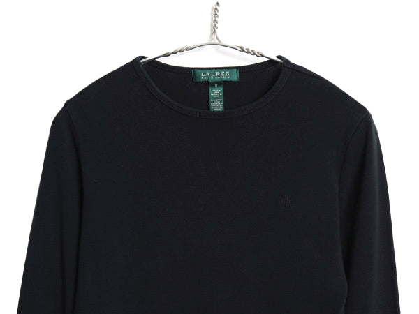 00s ローレン ラルフローレン 長袖 Tシャツ レディース M / オールド ロンT コットン ストレッチ リブ編み カットソー ロングスリーブ 黒
