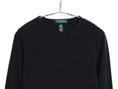 00s ローレン ラルフローレン 長袖 Tシャツ レディース M / オールド ロンT コットン ストレッチ リブ編み カットソー ロングスリーブ 黒