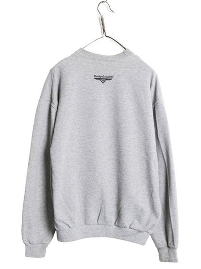 USA製 ハーレー ダビッドソン 両面 ロゴ 刺繍 スウェット メンズ L 程 トレーナー バイク カフェ 薄手 クルーネック シンプル ゆったり 灰