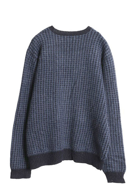90s ブルックスブラザーズ ニット セーター メンズ XL / オールド シェットランド ウール 千鳥 チェック クルーネック 総柄 大きいサイズ