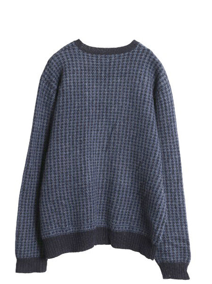 90s ブルックスブラザーズ ニット セーター メンズ XL / オールド シェットランド ウール 千鳥 チェック クルーネック 総柄 大きいサイズ