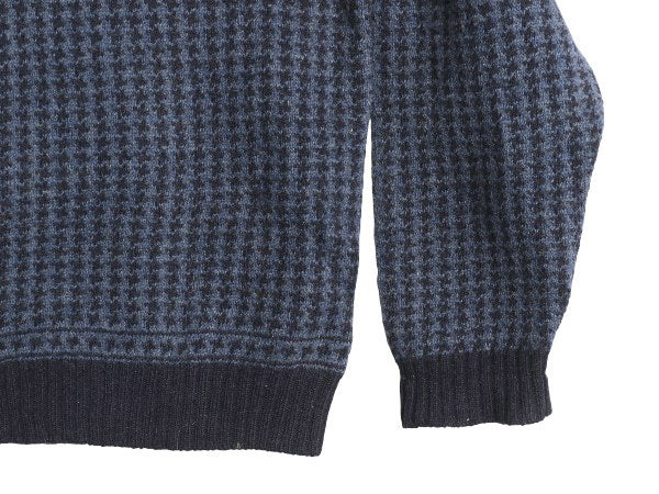 90s ブルックスブラザーズ ニット セーター メンズ XL / オールド シェットランド ウール 千鳥 チェック クルーネック 総柄 大きいサイズ