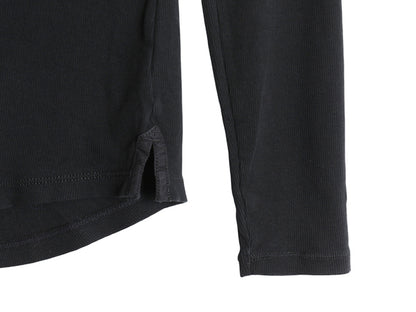 00s ローレン ラルフローレン スキッパー 長袖 Tシャツ レディース S / オールド ロンT コットン ストレッチ リブ編み カットソー 黒 無地
