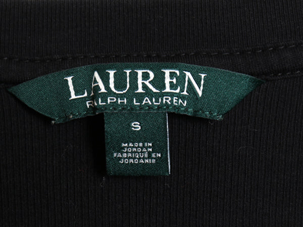 00s ローレン ラルフローレン スキッパー 長袖 Tシャツ レディース S / オールド ロンT コットン ストレッチ リブ編み カットソー 黒 無地