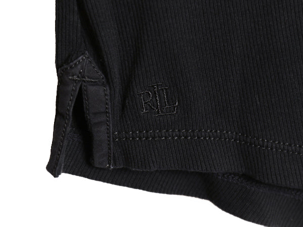 00s ローレン ラルフローレン スキッパー 長袖 Tシャツ レディース S / オールド ロンT コットン ストレッチ リブ編み カットソー 黒 無地