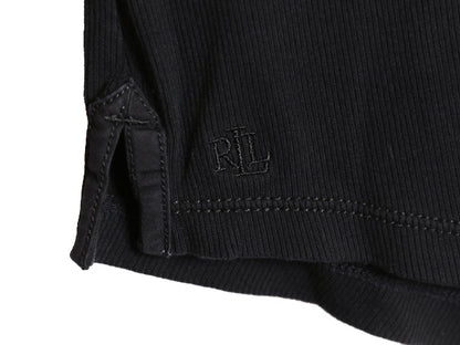 00s ローレン ラルフローレン スキッパー 長袖 Tシャツ レディース S / オールド ロンT コットン ストレッチ リブ編み カットソー 黒 無地