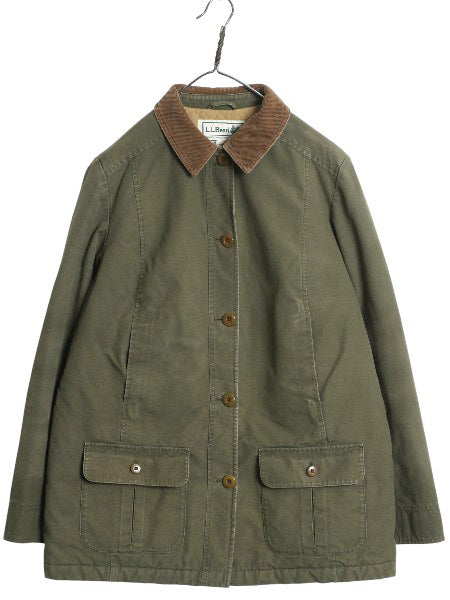 00s エルエルビーン キャンバス ハンティング ジャケット レディース M オールド カバーオール コットン ハーフ コート 中綿 ライナー付き