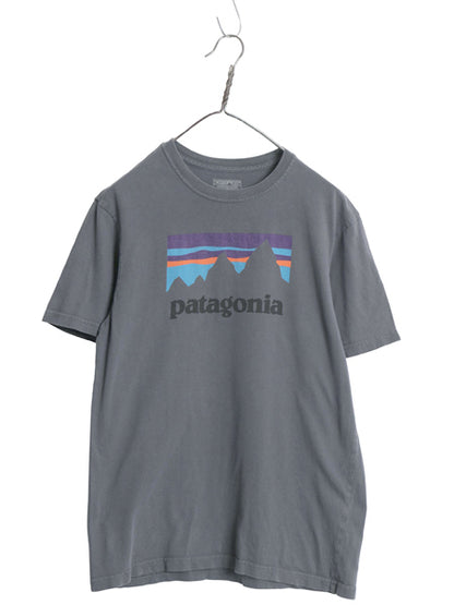 USA製 パタゴニア プリント 半袖 Tシャツ メンズ S / 17年製 アウトドア グラフィック アート イラスト ステッカー カットソー シンプル 灰